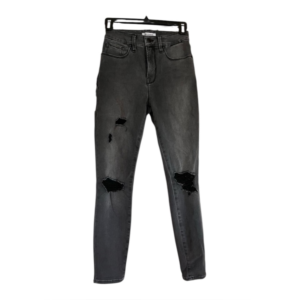 2/$30 - Good American Black Skinny Jeans with Distressed Details